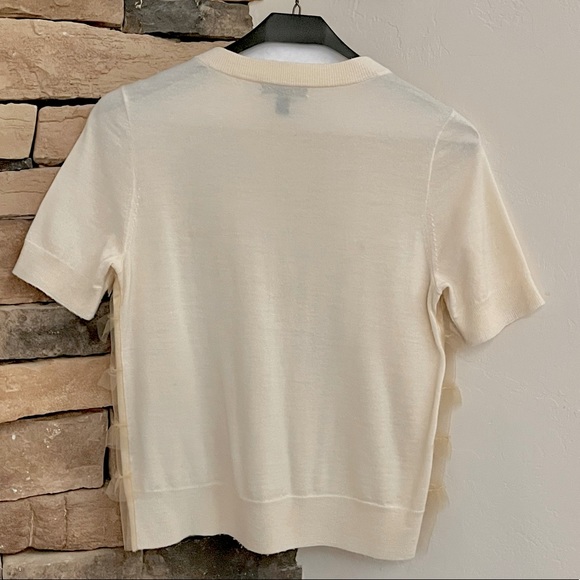 J Crew Tippy Tulle Ruffle Merino Wool Top - Picture 2 of 5